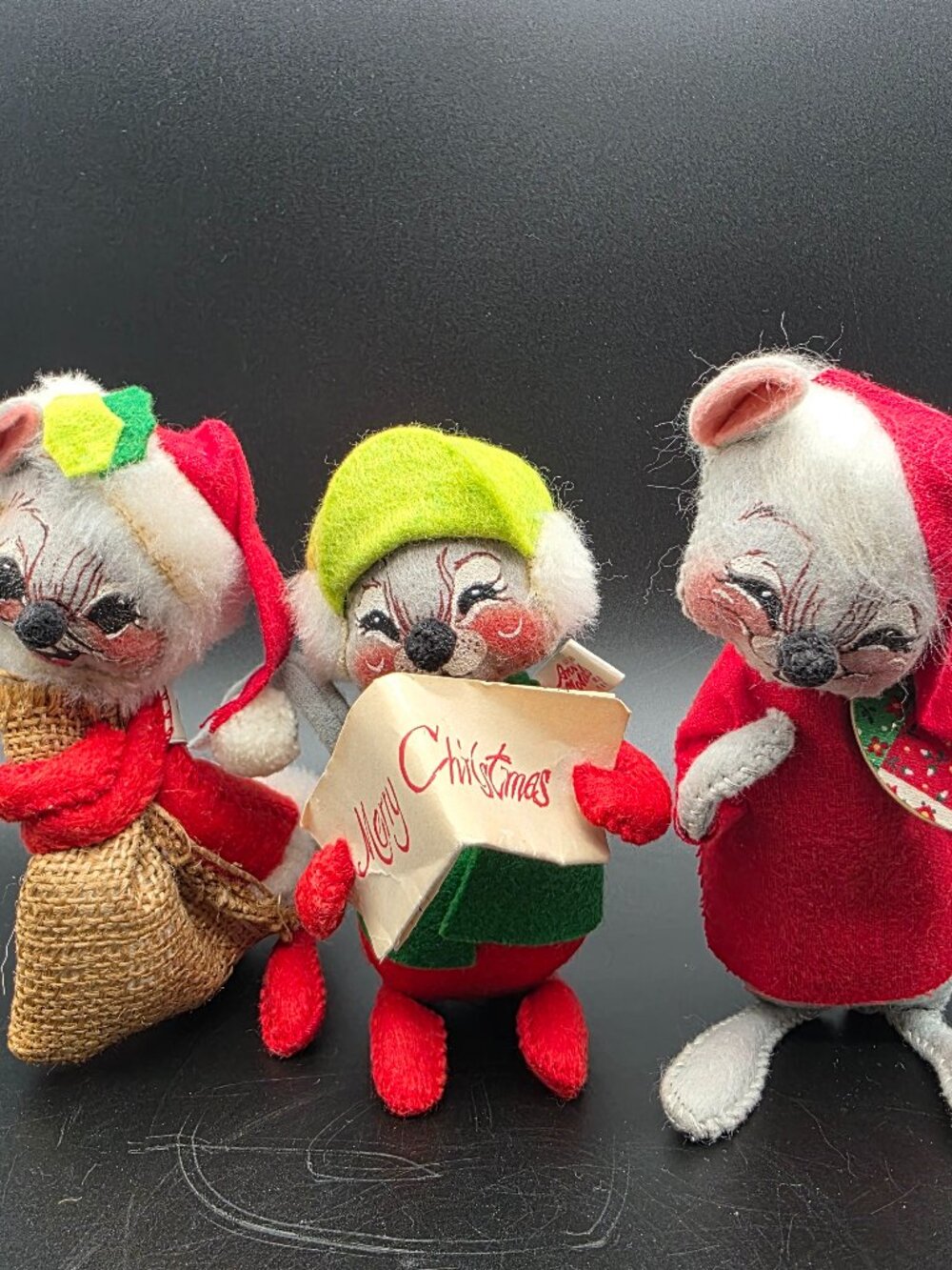 Vintage Annalee doll Christmas Mice Lot of 3 ~ Holiday Decor ~ Mouse